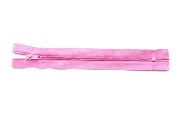 Stylish Pink Zipper White Background — Stock Photo, Image