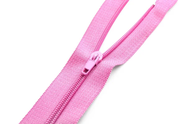 Stylish Pink Zipper White Background — Stock Photo, Image