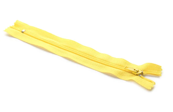 Stylish Yellow Zipper White Background — 스톡 사진