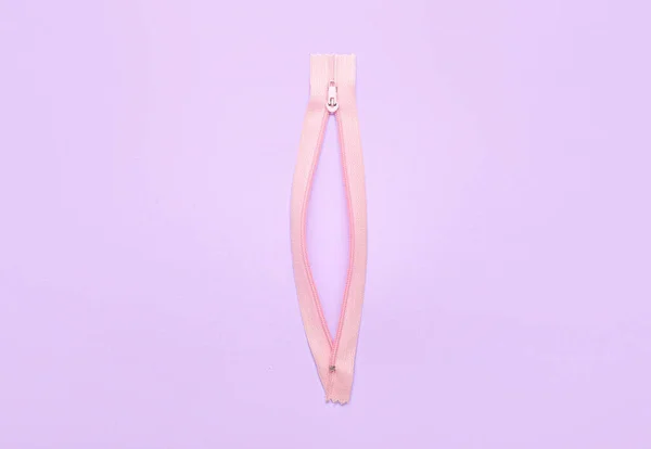 Stylish Pink Zipper Purple Background — Stock Photo, Image