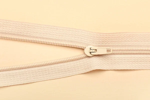Stylish Zipper Beige Background — Stock Photo, Image