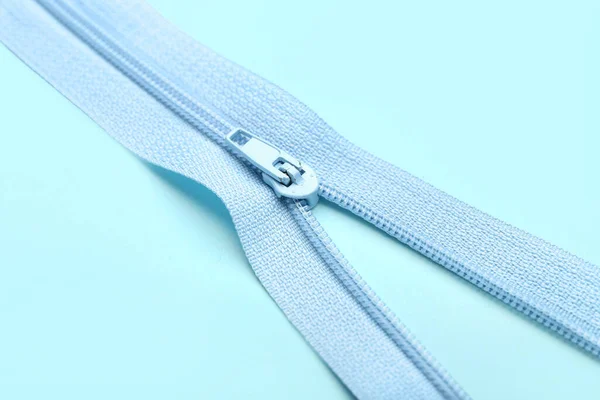 Stylish Zipper Blue Background — Stock Photo, Image