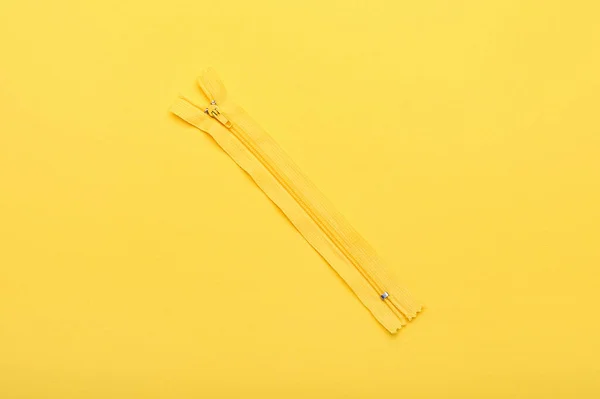 Stylish Zipper Yellow Background — Stock Photo, Image