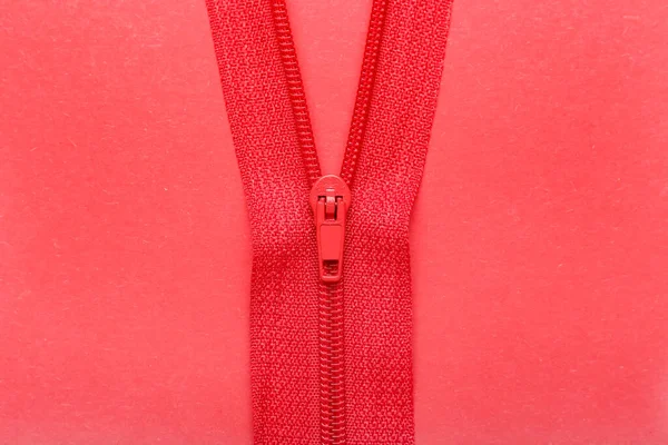 Stylish Zipper Red Background — Stock Photo, Image