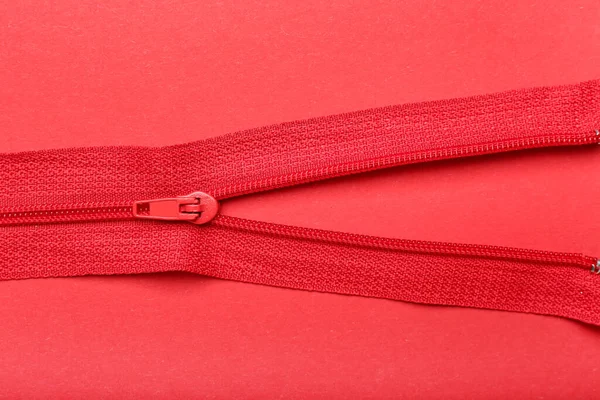 Stylish Zipper Red Background — Stock Photo, Image