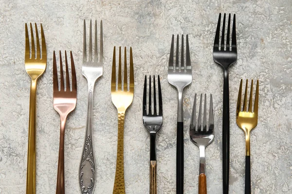Many Different Forks Light Background — Stock Photo, Image