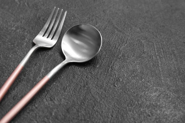 Fork Spoon Dark Background — Stock Photo, Image