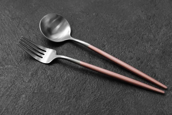 Fork Spoon Dark Background — Stock Photo, Image