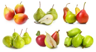 Beyaz üzerine izole tatlı olgun armutlar. 