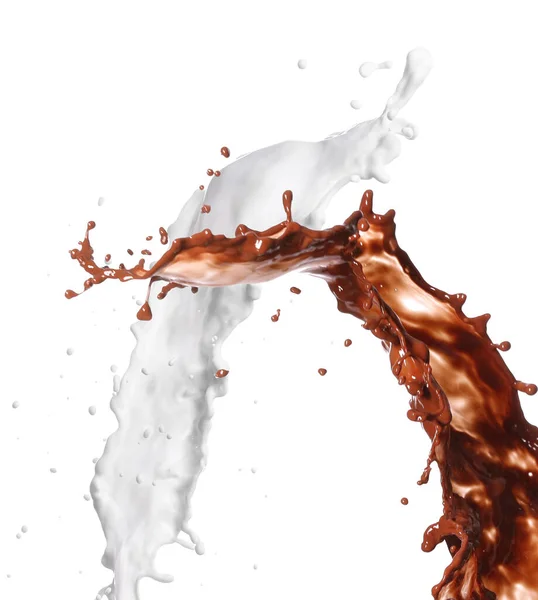 Splashes Hot Chocolate Milk Isolated White — 스톡 사진