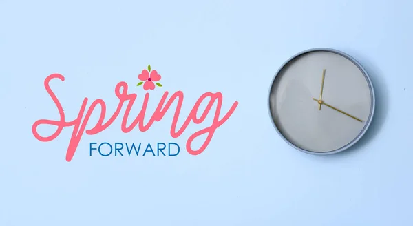 Clock Blue Background Spring Forward — Stock Photo, Image