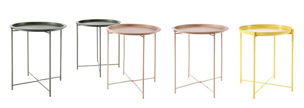 Set Stylish Coffee Tables Isolated White — Stock Photo, Image