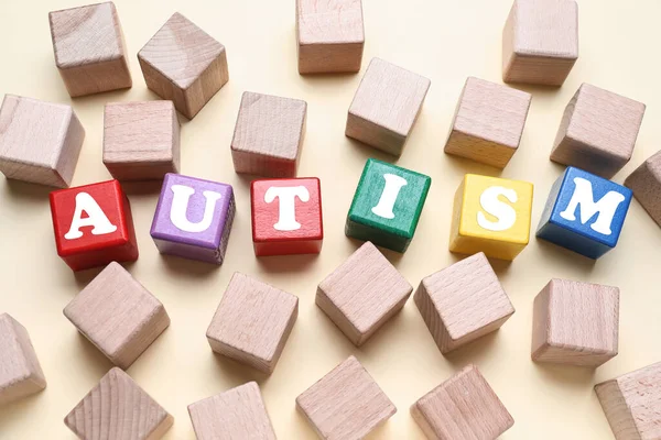 Word Autism Made Cubes Light Background — 스톡 사진