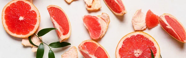 Pieces Fresh Grapefruit White Background Banner Design — Stock Photo, Image