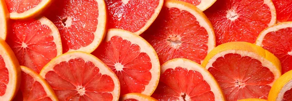Slices Ripe Grapefruits Background Banner Design — Stock Photo, Image