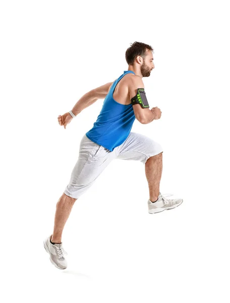 Sporty Male Runner White Background — Stock Photo, Image