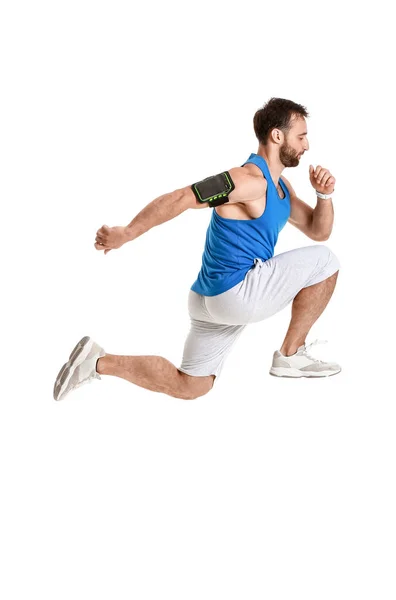 Sporty Male Runner White Background — Stock Photo, Image