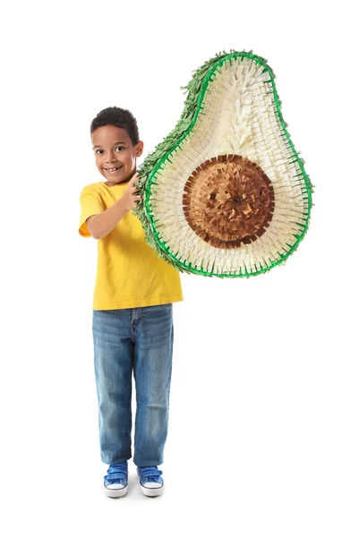 Мальчик Мексиканской Пиньятой Белом Фоне — стоковое фото