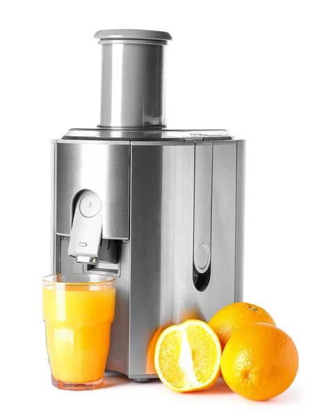 Modern Juicer Fresh Fruits White Background — Stock Photo, Image