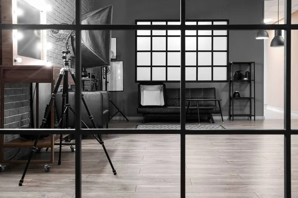 Interior Modern Photo Studio Couch Professional Equipment — ストック写真