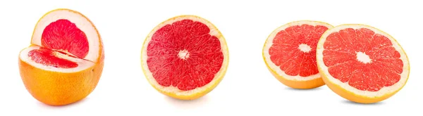 Set Frisch Geschnittener Grapefruits Isoliert Auf Weiß — Stockfoto