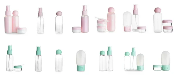 Set Cosmetic Bottles Jars Isolated White — Stock Photo, Image