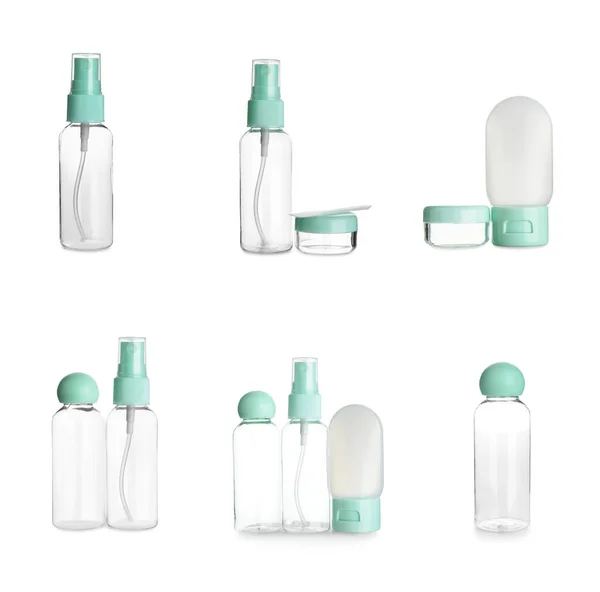 Set Cosmetic Bottles Jars Isolated White — Stock Photo, Image