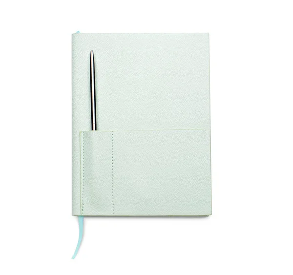 Caderno Caneta Isolados Sobre Fundo Branco — Fotografia de Stock