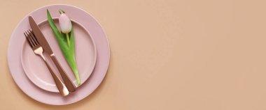 Bej arkaplanda metin için alanı olan basit bir yay tablosu ayarı