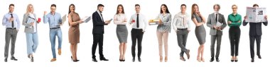 Set of many business people isolated on white