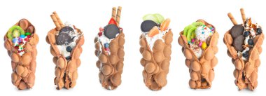 Beyaz balonlu waffle seti  
