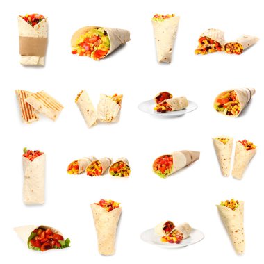 Beyaz arka planda Meksika dürümleri.