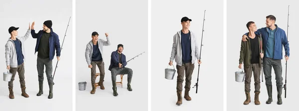 Set Fishermen Light Background — Foto Stock