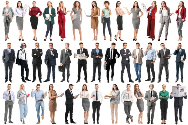 Set Many Business People Isolated White — Stockfoto