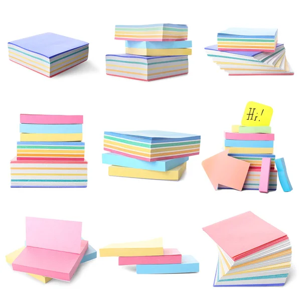 Set Different Colorful Sticky Notes Isolated White — Foto de Stock