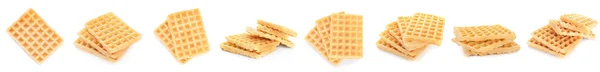 Set Tasty Belgian Waffles Isolated White — Photo