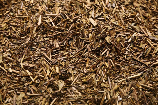 Heap Chá Verde Hojicha Como Fundo Close — Fotografia de Stock