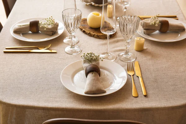 Schöne Tischdekoration Für Hochzeitsfeier Speisesaal — Stockfoto