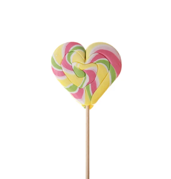 Lollipop Shape Heart White Background Closeup — Zdjęcie stockowe