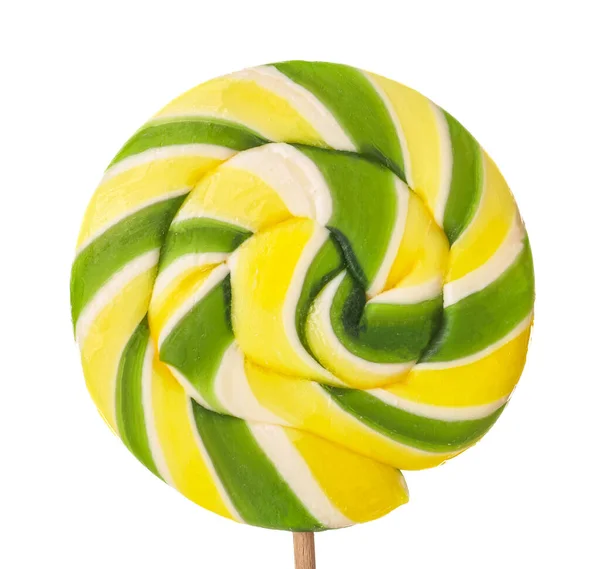 Sweet Colorful Lollipop White Background Closeup — Stock Fotó