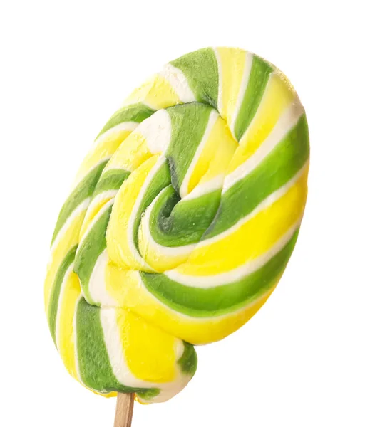 Sweet Colorful Lollipop White Background Closeup — Stock Fotó