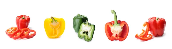 Set Colorful Bell Pepper Isolated White — Photo