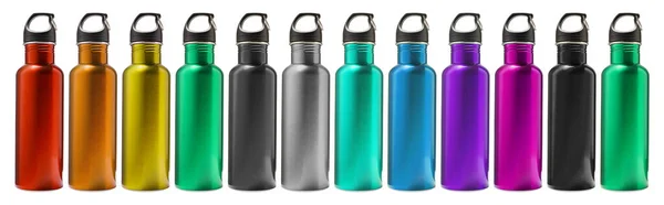 Set Colorful Sports Water Bottles Isolated White — Stock Photo, Image