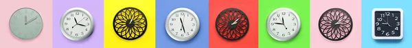 Set Wall Clocks Colorful Background — Foto Stock