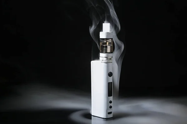 Modern Vape Mod Smoke Black Background — Stock Photo, Image