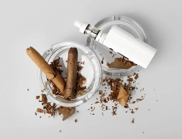 Modern Vape Mod Cigars Grey Background — Stock Photo, Image