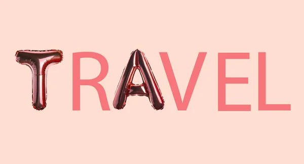 Word Travel Made Balloons Letters Light Pink Background — Photo