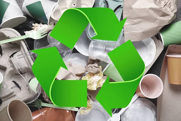Muchos Diferentes Basura Símbolo Reciclaje —  Fotos de Stock