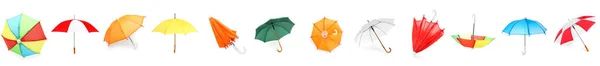 Set Many Colorful Umbrellas Isolated White — Foto de Stock