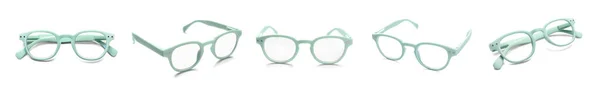 Set Modern Eyeglasses Isolated White — Stock Photo, Image